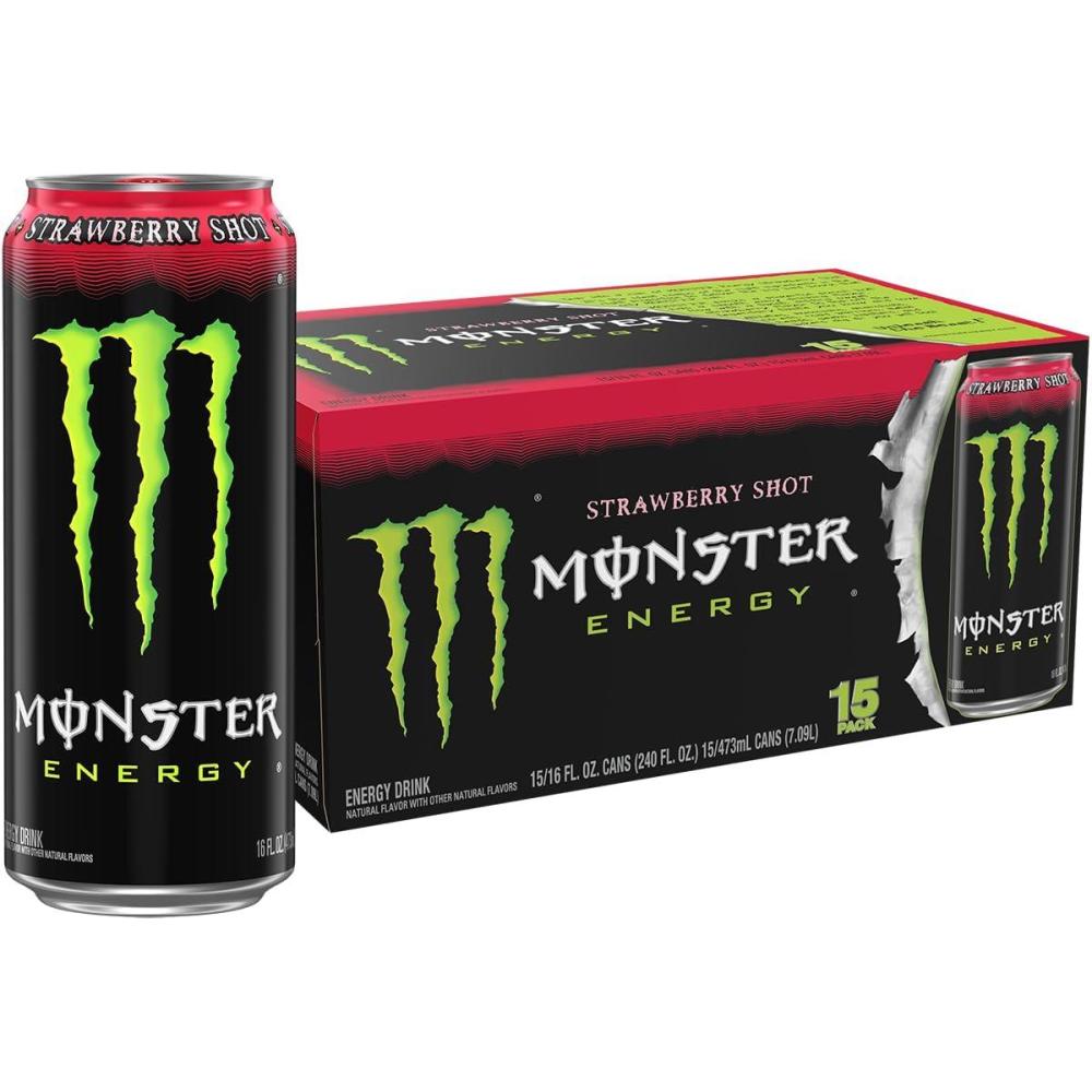 image:imageMonster Energy Strawberry Shot Green Original Energy Drink 16 Ounce Pack of 15