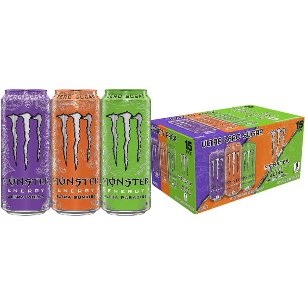 image:imageMonster Energy Ultra Variety Pack PKZSD Sugar Free Energy Drink 16 Ounce  Pack of 15Ultra Violet  Ultra Sunrise  Ultra Paradise