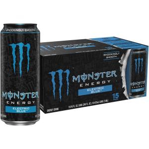 Monster Energy Electric Blue, Energy Drink, 16 Ounce (Pack of 15)