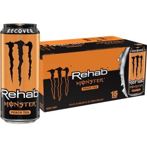 Monster Energy, Lo-Carb Monster, Low Carb Energy Drink, 16 Ounce (Pack of 15) | Pack of 15(Peach Tea)