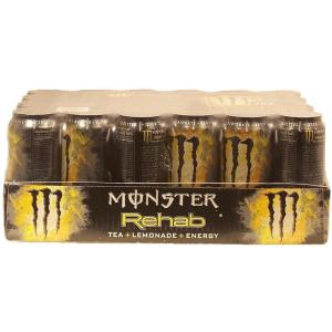 Monster Energy, Lo-Carb Monster, Low Carb Energy Drink, 16 Ounce (Pack of 15) | Pack of 15(Rehab Lemonade)