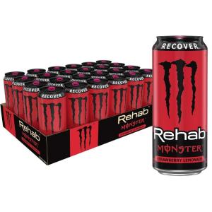 Monster Energy, Lo-Carb Monster, Low Carb Energy Drink, 16 Ounce (Pack of 15) | Pack of 15(Rehab Strawberry Lemonade)