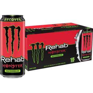 Monster Energy, Lo-Carb Monster, Low Carb Energy Drink, 16 Ounce (Pack of 15) | Pack of 15(Rehab Watermelon)