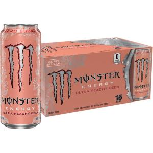 Monster Energy Ultra Variety Pack, PKZSD, Sugar Free Energy Drink, 16 Ounce | Pack of 15(Ultra Peachy Keen)
