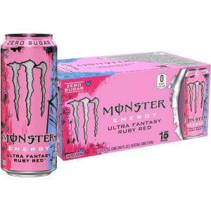 Monster Energy Ultra Fantasy Ruby Red, Sugar Free Energy Drink, 16 Ounce | Pack of 15