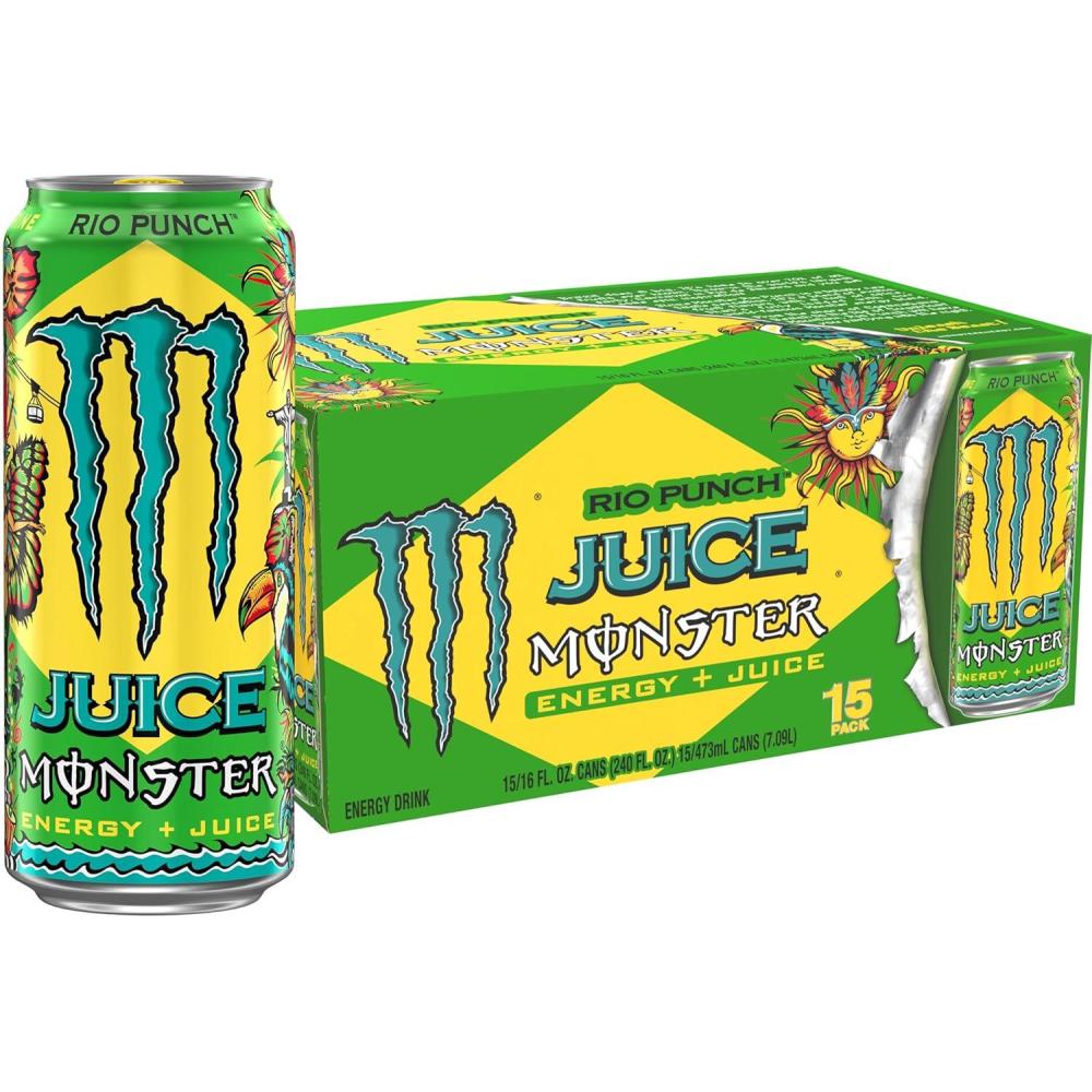 image:imageMonster Energy Juice Rio Punch Energy Drink 16 Ounce  Energy  Juice Pack of 15